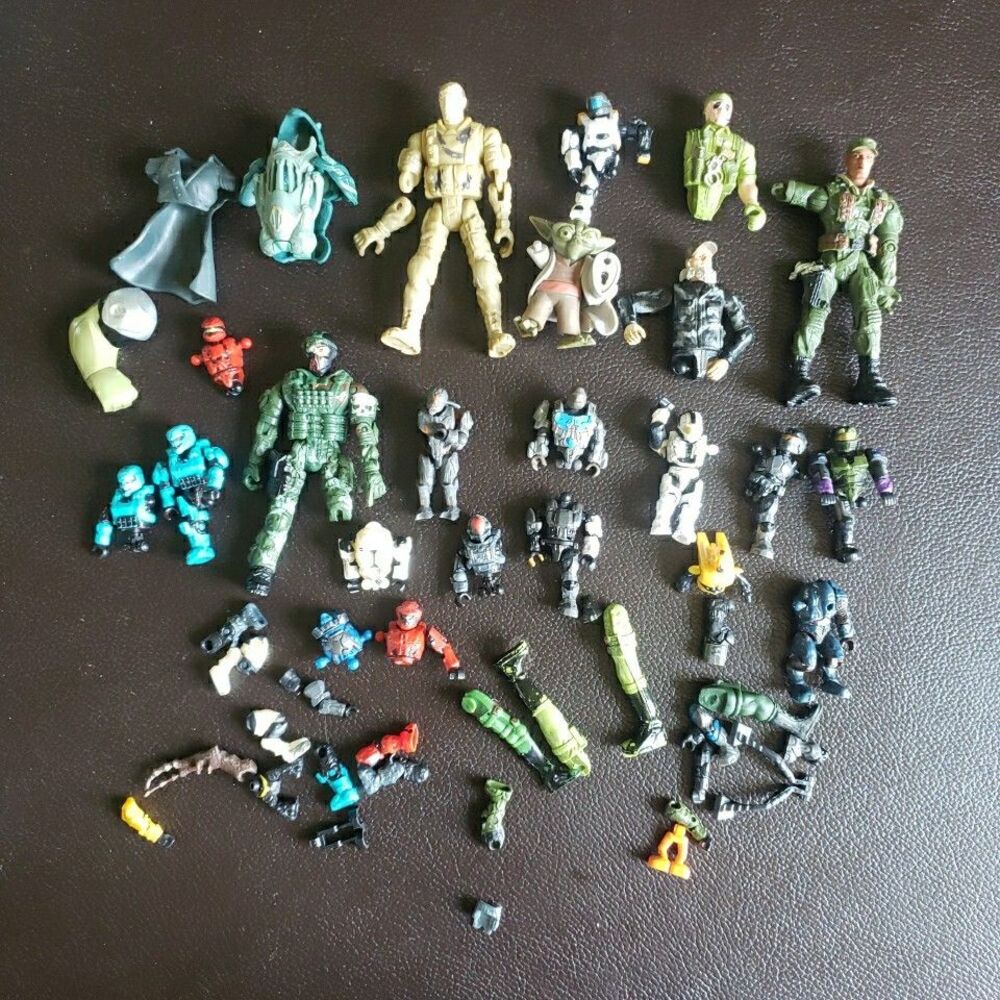 Mixed Action Figure Parts Lot Halo Mega Blocks Star Wars Military Customizer Toy